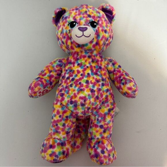 Build a Bear Rainbow Confetti Cat Plush Stuffed Toy 18" BAB - Picture 1 of 4